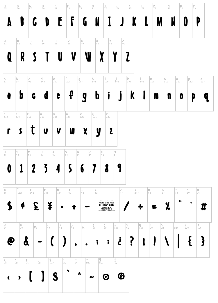 Boldenstein font map